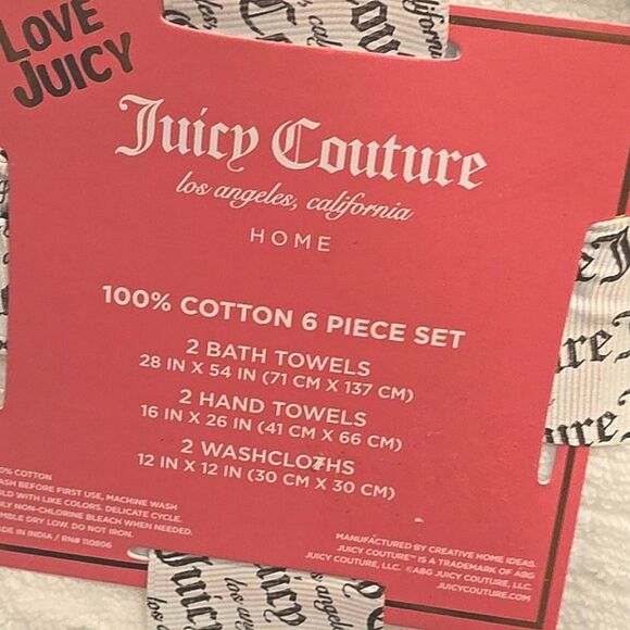 Juicy Couture Home 6-Piece Bath Towel Set - Picture 4 of 6